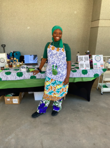 Alimah Kasumu at vending table for Muji's Shea Essentials 
